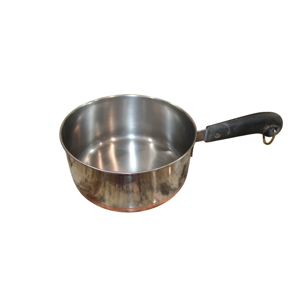 Revere Ware‎ Saucepan 1 Quart Silver Copper Good Vintage Copper Clad Bottom Pot